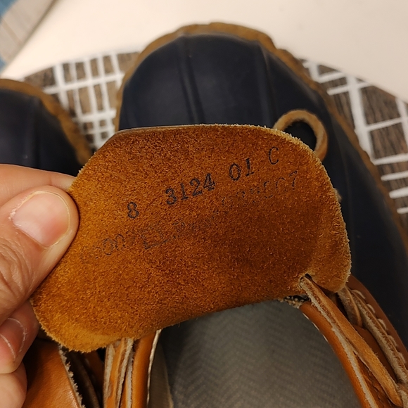 💐 Vintage GUC L.L. Bean Bean Boot 🥾 Rubber Duck Boots, Leather Trim, Navy, 8 - Picture 7 of 11